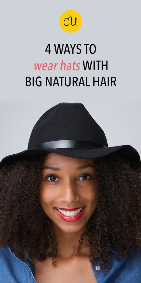 wearing hats with an afro, natural hair, curls, curly hair, twist out, Hats For Natural Hair, Hats With Natural Hair, Women's Afro Hairstyles, Cowboy Hat Natural Hair, Natural Hair Hat Styles, Natural Hair With Hat, Curly Hair Hats Style, How To Wear A Hat With Curly Hair, Curly Hair With Hats