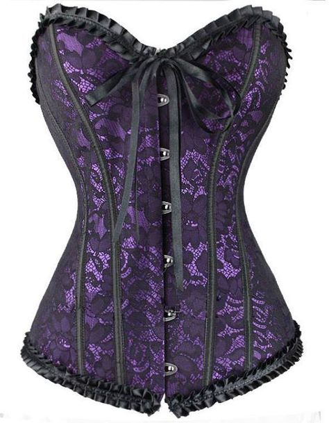 Purple Floral Lace Corset Cheap Corset, Corset Steampunk, Purple Corset, Bustier Lingerie, Corset Fashion, Corset Bustier, Overbust Corset, Gothic Clothing, Corsets And Bustiers