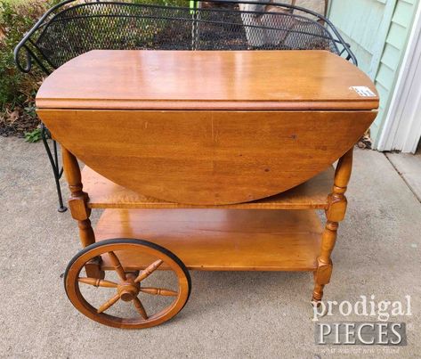 Vintage Broken Tea Cart Before | prodigalpieces.com #prodigalpieces Old School Farmhouse, Tea Cart Decor, Pie Safe Makeover, Tea Cart Makeover, Vintage Pie Safe, Cart Organization, Vintage Tea Cart, Trolley Table, Compost Bin Diy