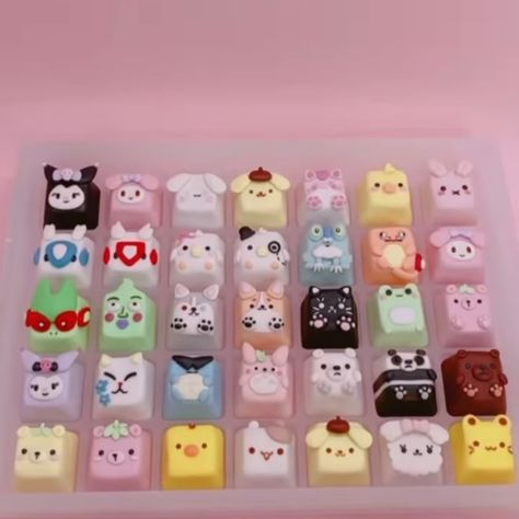 Diy Key Caps, Key Caps Diy, Sanrio Keycaps, Clay Key Caps, Artisan Keycaps Clay, Polymer Clay Keycaps, Ceramic Keycaps, Clay Keycaps, Keyboard Caps