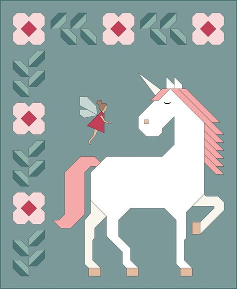 Pattern Blender - Apples & Beavers Fairy Quilts Patterns, Unicorn Quilt Pattern Free, Unicorn Quilt Pattern, Sisters Quilt Block, Dragon Quilts, Fairy Sisters, Fairy Quilt, Cot Quilts, Unicorn Garden