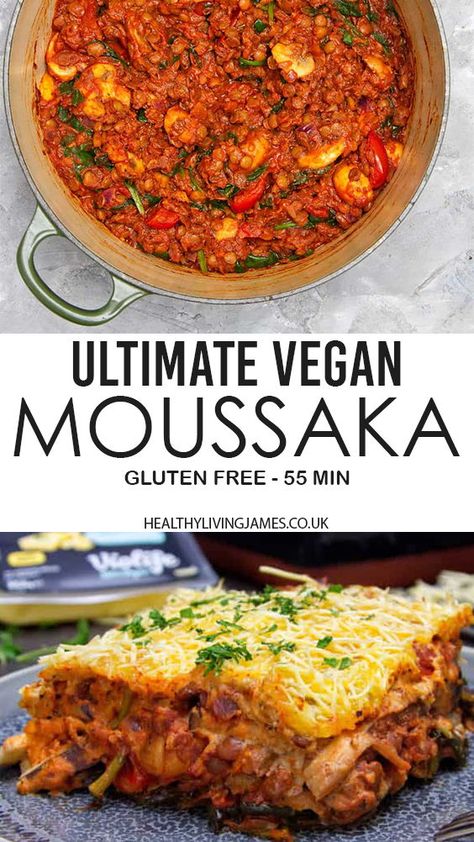 Vegan Moussaka, Monday Recipes, Gluten Free Recipes For Lunch, Moussaka Recipe, Vegan Greek, Vegan Casserole, Comforting Dinner, Vegan Gluten Free Recipes, Gluten Free Recipes Easy