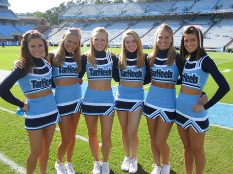 North Carolina Tar Heels Cheerleaders High School Cheerleader, Bengals Cheerleaders, Carolina Girls, School Cheerleader, Buccaneers Cheerleaders, Good Ole Days, Unc Football, Cheer Dress, Cheerleading Squad