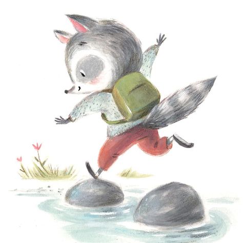 Racoon Illustration, Jennifer Bell, Illustrated Animals, Cute Animal Illustration, Racoon, Children's Book Illustration, Children Illustration, Animal Illustration, Book Illustration