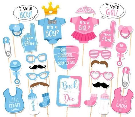 It is so fun to do a gender reveal with family and friends! If you are expecting a baby you'll want to check out all these amazing ways to celebrate and reveal your baby's gender.  Check link in BIO.  #itsaboy #itsaboy #itsagirl #genderreveal #genderrevealparty #genderrevealideas #blue #pink #babyshower #prince #princess #boy #girl #teamblue #teampink Baby Shower Props, Baby Shower Photo Booth Props, Fiesta Shower, Gender Reveal Photos, Gender Reveal Party Supplies, Party Fotos, Boy Baby Shower Ideas, Baby Shower Photo Booth, Birthday Photo Booths