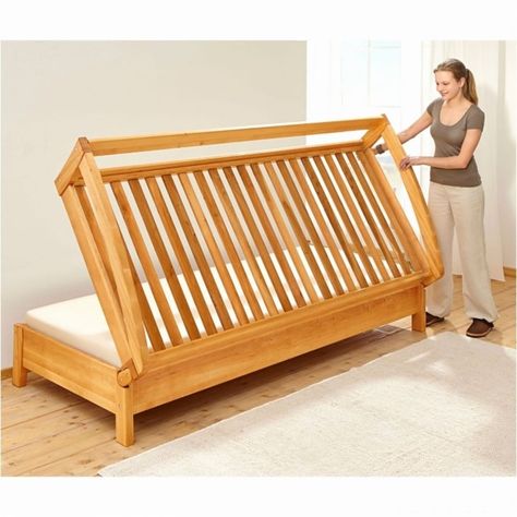 💖💖Woodworking Secret💖💖 on Instagram: “Diy sofa Bed Plans. How to build a futon sofa bed project. If you want to learn more, please click the link bio @woodworking_secret…” Beautiful Bed Designs, Folding Guest Bed, Diy Sofa Bed, Sofa Makeover, Murphy Bed Ikea, Murphy Bed Plans, Sofa Bed Design, Simple Bed, Folding Furniture