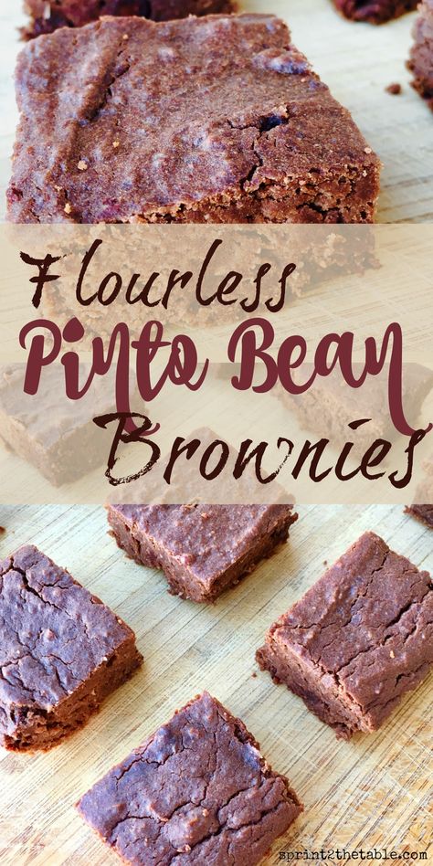 Flourless Pinto Bean Brownies [Recipe] | Sprint 2 the Table Bean Desserts, Flax Eggs, Pinto Bean Recipes, Pinto Bean, Black Bean Brownies, Bean Brownies, Bean Cakes, Brownies Recipe, Desserts Recipes