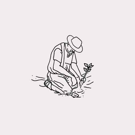 Agro Desenho, Farmers Drawing, Farmer Tattoo Ideas, Farmer Logo Design, Farming Tattoo, Agriculture Tattoo, Farmer Drawing, Farmer Tattoo, Gardener Tattoo