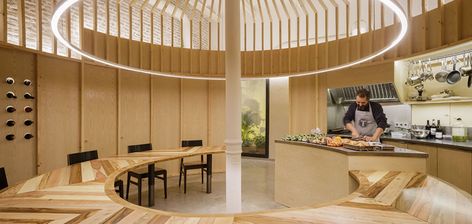 Kitchen Workshop, Cooking Photography, Workshop Design, Wooden Screen, Renzo Piano, Shared Kitchen, Seville Spain, Diy Bedroom, Material Palette