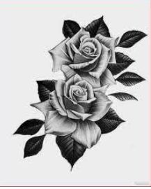 Rose Leaves Tattoo Design, 2 Rose Tattoo Design, Black Roses Tattoo Design, 4 Roses Tattoo Design, Black And Grey Flower Tattoo Design, Roses Design Tattoo, Rose Drawing Tattoo Realistic, Rose Tatooes, Rose Floral Tattoo Design