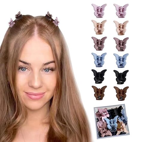 Amazon.com : FRDTLUTHW Mini Colored Princess Hair Claw Clips for Bangs(6 colors, pack of 12) : Beauty & Personal Care Small Hair Clips, Hair Clamps, Fade Out, Butterfly Hair Clip, Butterfly Clips, Princess Hairstyles, Butterfly Hair, Hair Claws & Clips, Claw Clip