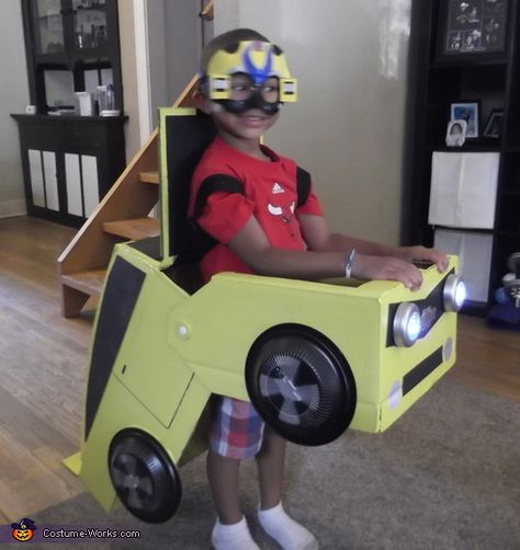 Transformer Halloween Costume, Transformers Costume, Bumblebee Costume, Transformers Party, Transformer Costume, Recycled Costumes, Transformers Birthday Parties, Transformers Birthday, 2015 Halloween Costumes