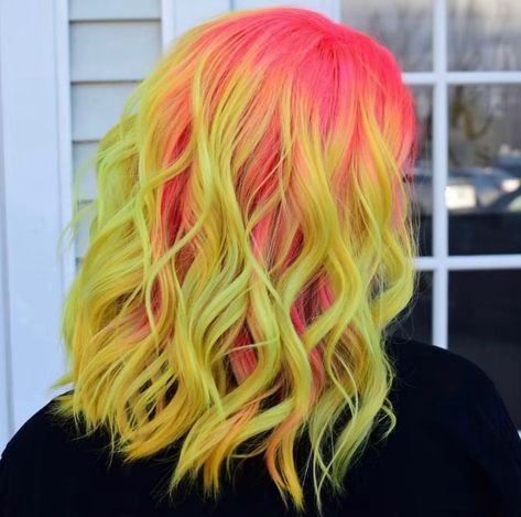 ☀️ Summer Hair Care Must-Haves: Keep Your Rainbow Hair Looking Fresh ☀️ Hair Color Ideas Orange, Dye Hair Color Ideas, Hair Color Ideas Bright, Dramatic Hair Colors, Yellow Hair Color, Hair Yellow, Dramatic Hair, Latest Hair Color, Yellow Orange Pink