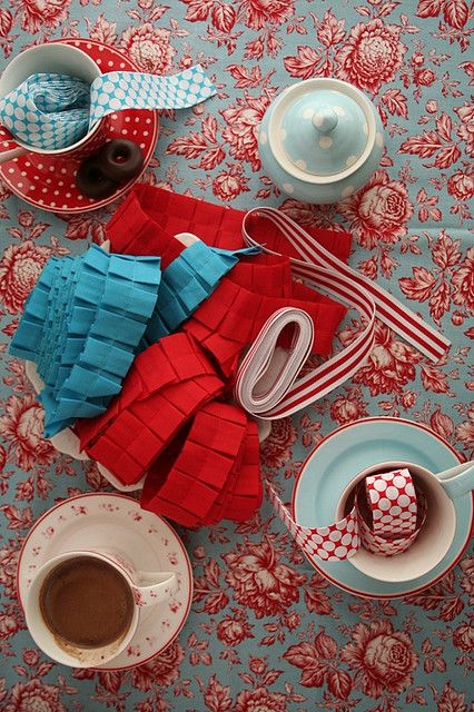 Red and Aqua Tea Party Valentines Tea Party, Red Comforter, Red And Aqua, Valentine Tea, Rustic Party, Red Cottage, Rose Fabric, Party Deco, Radiant Red