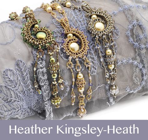 Heather Kingsley-Heath Right Angle Weave, Hair Adornments, Beaded Cuff Bracelet, Book And Magazine, Coin Pearls, Beaded Cuff, Simple Flowers, Drop Beads, Pendant Design