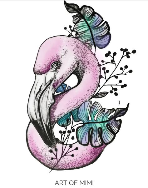 Flamingo Sketch, Flamingo Tattoo, Illustration Tattoo, Body Tattoos, Shoulder Tattoo, Conch, Flamingo, Tattoo Ideas, Bullet Journal