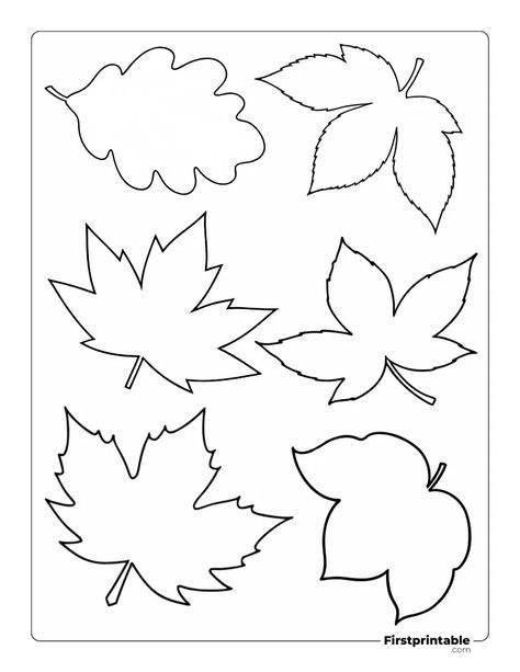 Fall and Autumn Leaf Template Outline Fall Leaf Cutout Template, Fall Leaves Printables, Leaves Template Free Printable, Maple Leaf Template, Leaf Template Printable, Fall Leaf Template, Leaf Templates, Memorial Day Coloring Pages, Sew Felt