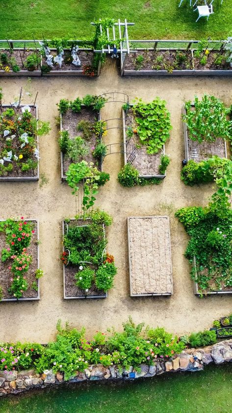 Driveway Vegetable Garden, Walled Kitchen Garden, Cottagecore Vegetable Garden, Potage Garden, Home Veggie Garden, Outdoor Kitchen Garden, Backyard Garden Landscaping, Small Vegetable Garden, Garden Landscaping Ideas