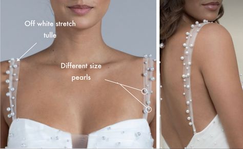 Detachable straps for your wedding gown Adding Straps To Strapless Dress Wedding, Dresses With Diamond Straps, Straps Added To Strapless Wedding Dress, Add Straps To Strapless Dress, Adding Straps To Strapless Dress, Knitting Decorations, Pearl Strap Dress, Pearl Gown, Pearl Straps