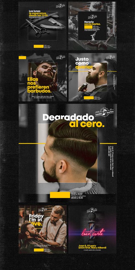 Santa Barba | Social Media on Behance College Social Media Design, Barbershop Branding Design, Barbershop Social Media, Barber Social Media, Indesign Layout, 달력 디자인, Desain Editorial, Social Media Calendar, Social Media Poster