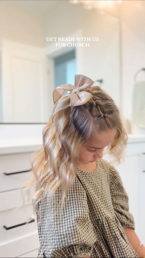 Our favorite day as a family 🤍 Mack joined in on the fun this morning!! 🤭���🥹 Matching bow & tie are from @boonties #hairtutorial #hairstyle… | Instagram Toddler Church Hairstyles, Fancy Toddler Hairstyles, One Bow Hairstyles Toddler, Toddler Hairstyles With Bow, Girls Hairstyles With Bow, Hairstyles With Bows For Kids, Toddler Bow Hairstyle, Mommy And Me Hairstyles, Toddler Girls Hairstyles