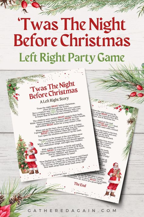 Creating magical holiday memories often comes down to those special moments when everyone gathers together, sharing laughter and joy.  If you’re looking for a fresh way to make your holiday gift exchange more entertaining this year, let us introduce you to our festive twist on a classic: The “Twas The Night Before Christmas” Left Right Game. Twas The Night Before Christmas Game, ‘‘twas The Night Before Christmas Left Right Game, Twas The Night Before Christmas Left Right Game, Mr And Mrs Wright Christmas Game, Twas The Night Before Jesus Came, Game For Gift Exchange, Christmas Gift Exchange Games Free, Twas The Night Before Christmas Left Right Game Printable, The Left Right Game