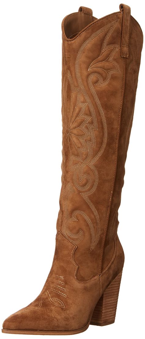 PRICES MAY VARY. Steve Madden Womens Embroidery Detailing Knee High Western Boot Pointed Toe Design Pull On Style Steve Madden Lasso Boots, Fall Boots With Skirts, Wide Leg Boots Calves, Fashion Cowgirl Boots, Boots With Dress Wedding Guest, Vaquera Style Outfits, Womens Fall 2024 Fashion, Long Dress With Cowboy Boots Wedding Guest, Boots And Dukes Outfit Black Women