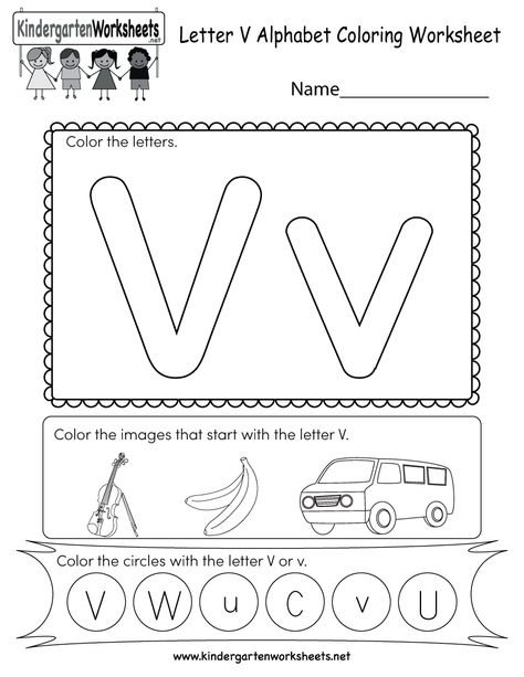 This is a letter V coloring worksheet. Children can color the letters and the images that begin with the letter V. V Words Preschool, Preschool Letter V Worksheets, Letter V Learning Activities, Letter Vv Activities For Preschool, Letter Vv Worksheets, Letter V Crafts, Letter V Worksheets, Pre K Worksheets, English Worksheets For Kindergarten