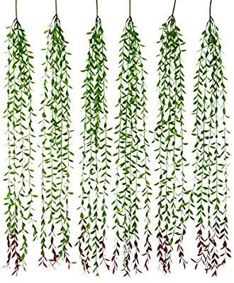 Amazon.com: Artificial Eucalyptus Garland 6pcs Ivy Vines for Wall Hanging – Fake Willow Leaf Greenery Total 30 Branches – Plants Leaves for Party Décor Wedding Backdrop House Garden and Wall Decoration: Home & Kitchen Hang From Ceiling Decor, Enchanted Forest Decorations, Artificial Vines, Hanging Plants Outdoor, Jungle Decorations, Artificial Eucalyptus Garland, Garden Home Office, Ivy Vine, Greenery Decor