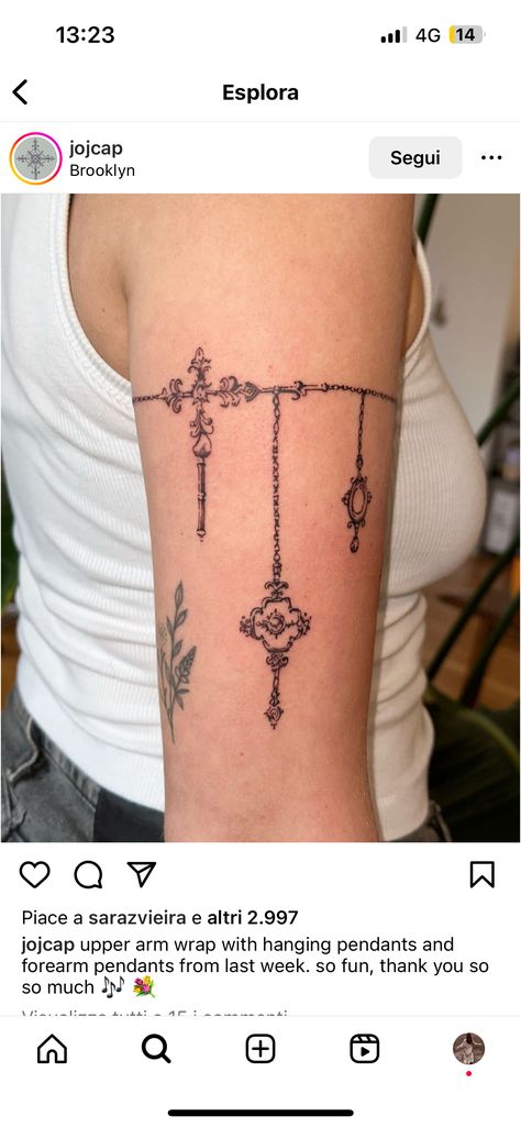 Necklace Tattoo, Tattoo Arm, Arm Tattoo, Tatting, Tattoos, Arm Tattoos