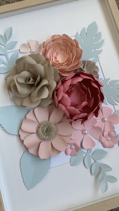 3d Paper Flowers On Canvas, Flowers 3d Art, 3d Flowers Paper, Paper Flower Frame, Paper Flower Wall Art, 3d Paper Flowers, Wedding Roses, Flowers Frame, Paper Flower Wall Decor