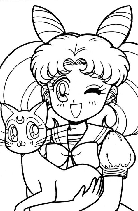 Sailor Moon Coloring, Sailor Moon Coloring Pages, Moon Printable, Sailor Mini Moon, Sailor Moon Cat, Chibi Coloring Pages, Moon Coloring Pages, Switch Design, Sailor Moon Luna