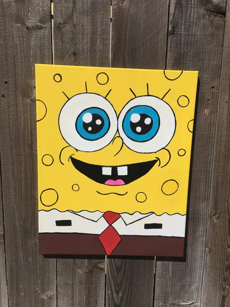 Just finished an awesome canvas painting of spongebob Painting Ideas On Canvas Disney, Fall Canvas Art, Disney Canvas Art, Spongebob Painting, Disney Canvas, Disney Paintings, Disney Belle, 디즈니 캐릭터, Seni 2d