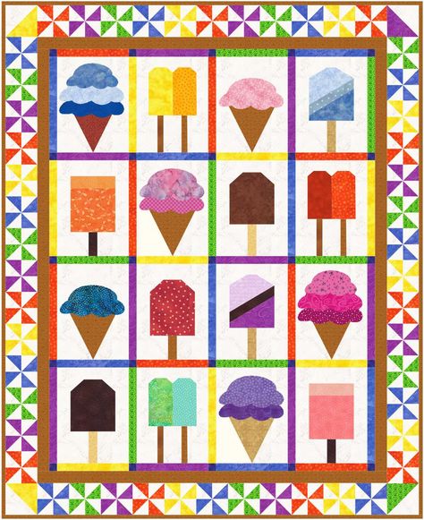 Ice Cream Quilt, Cot Quilts, Cream Quilt, Beach Quilt, Picnic Quilt, Layer Cake Quilts, Flannel Quilts, Childrens Quilts, Cute Quilts