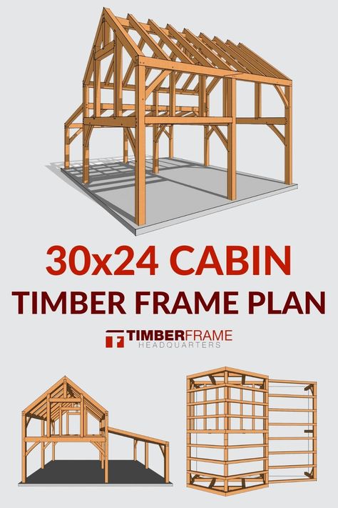 Quick Build House, Timber Frame Cabin Plans, Cabin With Loft, Timber Frame Floor Plans, Timber Frame Garage, Cabin House Design, Timber Frame Home Plans, Lofted Barn Cabin, Timber Frame Plans