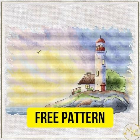 Sea Lighthouse, Counted Cross Stitch Patterns Free, Printable Cross, Stitch Kitchen, Cross Stitch Sea, Free Cross Stitch Pattern, Free Cross Stitch Charts, Xstitch Patterns, Cross Stitch Freebies