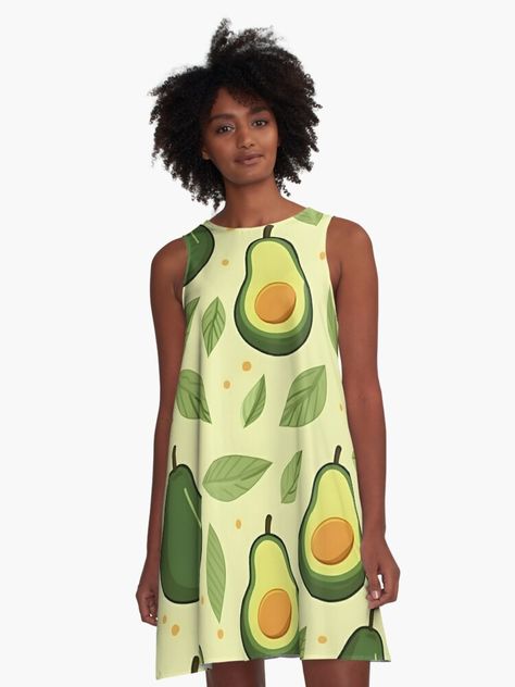 It's Avocado time! Avocado Dress, Fruit Dress, Foodie Design, Avocado Dressing, Wear Green, Woven Dress, Dress For Sale, Four Leaf Clover, Clover Leaf