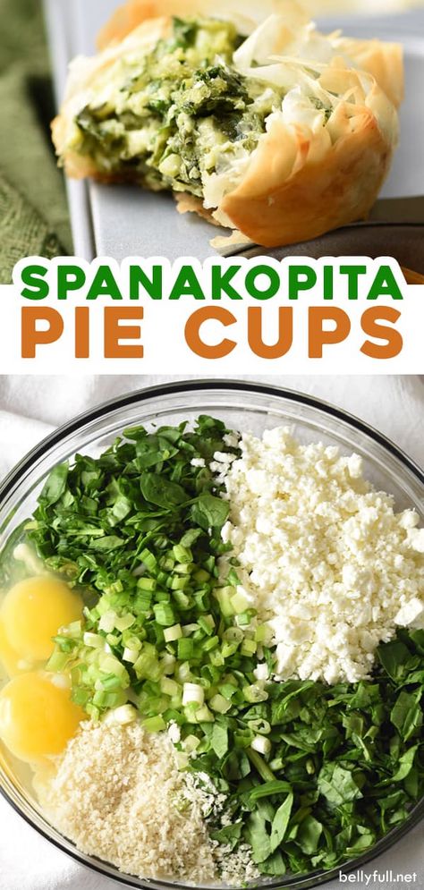 Spanakopita Pie, Greek Appetizer, Phyllo Shells, Spanakopita Recipe, Pie Cups, Greek Spinach Pie, Greek Appetizers, Diy Easy Recipes, Spinach Pie