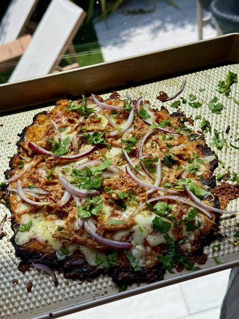 BBQ Chicken Pizza with Flourless Sweet Potato Crust - Katie Austin Sweet Potato In The Oven, Potato In The Oven, Individual Pizza, Sweet Potato Crust, Sweet Potato Pizza Crust, Sweet Potato Pizza, Oregano Salt, Potato Crust, Individual Pizzas