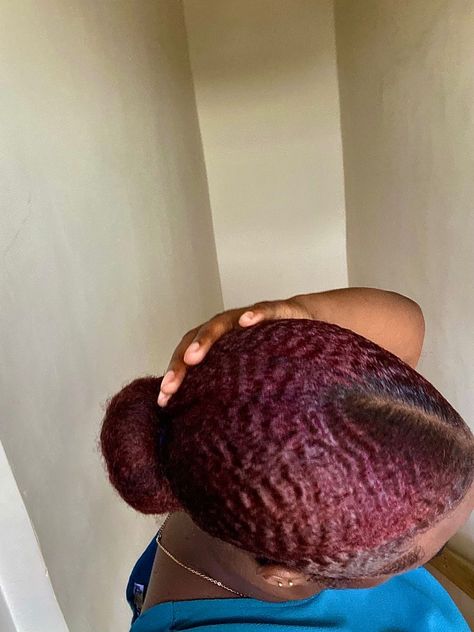 4c Burgundy Hair, Burgundy 4c Hair, Low Bun On Natural Hair, Low Bun Natural Hair, Curly Hair Low Bun, Hairstyles On Curly Hair, Ponytails Ideas, Burgundy Natural Hair, Bun On Natural Hair