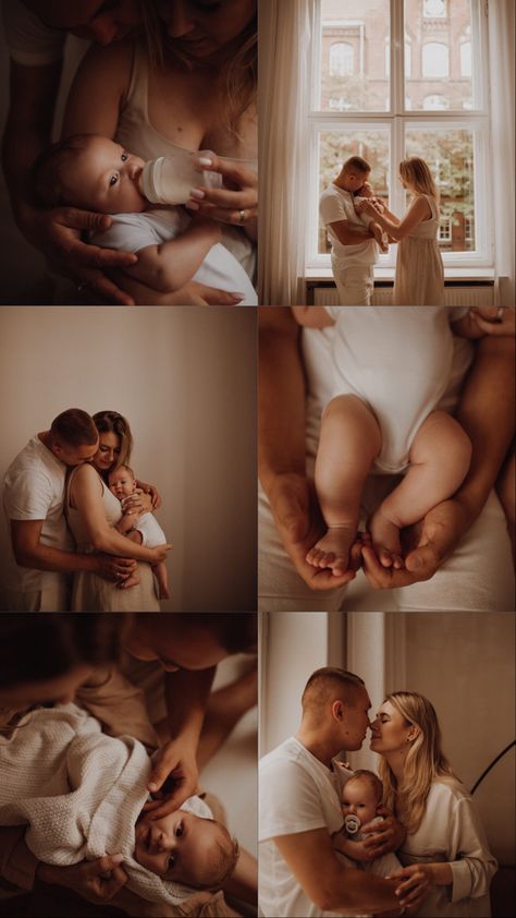 Boppy Newborn Photography, Baby Features Photography, Dreamy Newborn Photography, Family Photo Poses With Newborn, Newborn One Month Pictures, Parent And Baby Photoshoot, Infant Photo Shoot Ideas, Baby First Photoshoot, Newborn Baby Photography With Parents