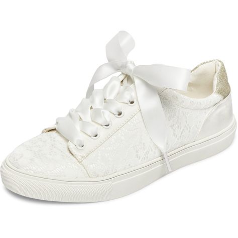 PRICES MAY VARY. Materials: satin shoe lace,rubber heel A beautiful bridal sneakers produced from transparent ivory lace with the comfortable combination of elegance and height that you can use on your wedding day, private parties and will make you look precious.It is also perfect for any special occasion. The sneakers are produced to premium quality, with a cushioned comfort padded lining and super soft underfoot comfort,it is very stylish and comfortable bridal shoe, elegant and romantic at th Bride Tennis Shoes, Wedding Tennis Shoes, Wedding Flats For Bride, Wedding Sneakers For Bride, Comfy Wedding Shoes, Bride Flats, Bride Sneakers, Wedding Shoes Sneakers, Flower Wedding Shoes