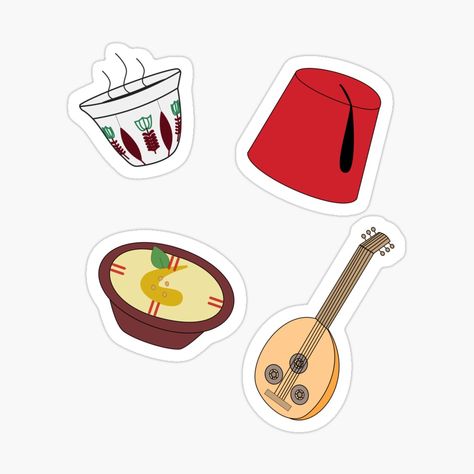 Lebanese Coffee Cups, Lebanon Tattoo Ideas, Lebanese Stickers, Lebanese Lunch, Oud Instrument, Arabic Stickers, Coffee Cup Tattoo, Eid Stickers, Food Art Photography