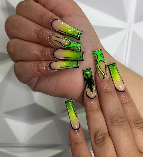 Jamaica Nails, Rasta Nails, Amazing Nail Art, Nails Design With Rhinestones, Cute Acrylic Nail Designs, Glow Nails, Nail Art Designs Diy, Exotic Nails, Nail Art Designs Videos