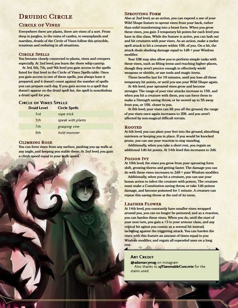 Druid Aesthetic, Druid Magic, Druid Circle, 5e Classes, Dnd Subclasses, Homebrew Classes, Dm Ideas, Dungeons And Dragons Rules, Dnd Druid