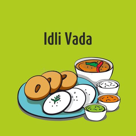 South Indian Couple, Idli Vada, Food Quotes Funny, Food Vector, Food Doodles, Indian Illustration, Indian Couple, Food Clipart, Food Illustration Art