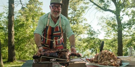 Roasted Hog, Charcoal Uses, Game Meat, Garlic Marinade, Andrew Zimmern, Curtis Stone, Pig Roast, Herbs De Provence, Open Fire