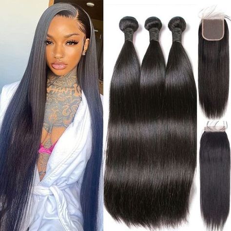 12A Bone Straight Bundles 100an Hair Br Straight Bundles, Bundles With Closure, Lace Frontal Closure, Brazilian Hair Weave, Frontal Hairstyles, Hair Weave, Brazilian Hair, Hair Bundles, Remy Hair