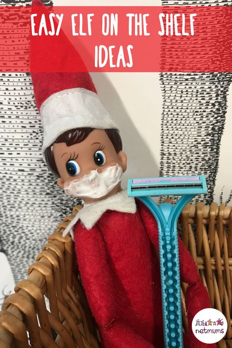 Easy Elf on the Shelf inspiration. You can make your elf shave if you cover his face in shaving cream and give him a razor. Elf 2024, Elf Idea, Funny Elf On The Shelf, Aussie Style, Easy Elf On The Shelf, Shelf Inspiration, Elf Shelf, Easy Elf, Awesome Elf On The Shelf Ideas