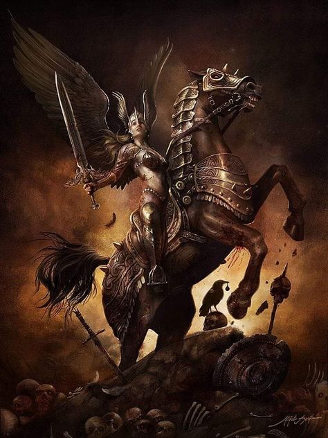 Valkyrie Norse, Valkyrie Tattoo, Arte Viking, Odin God, Norse Tattoo, Horse Armor, Angel Warrior, Warrior Tattoo, Horse Tattoo